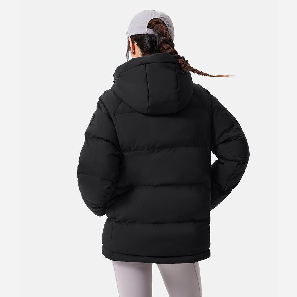 Li Ning Fitness Series Hooded Logo Stitching Casual Down Jacket Women Outerwear AYMV776-4