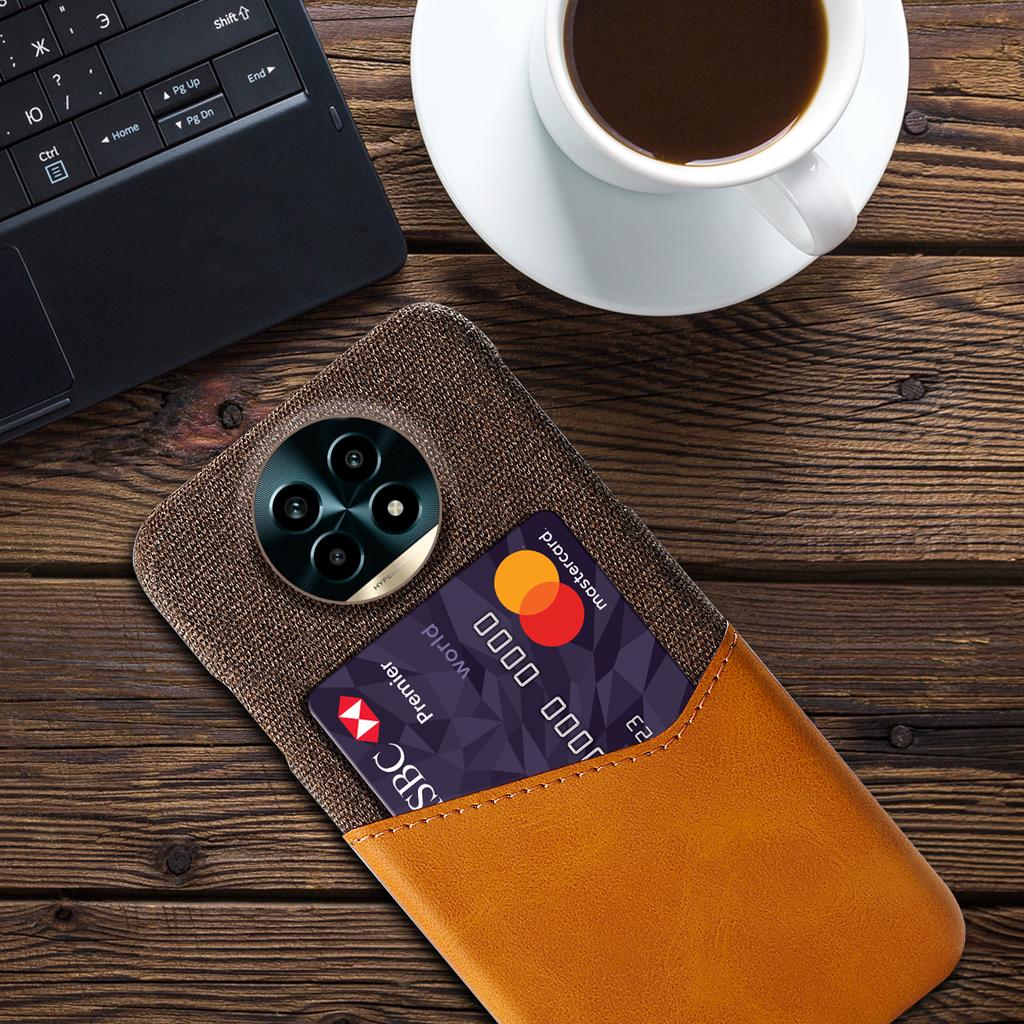 For Realme 13 Pro 5G (Global)/13 Pro+ 5G (Global) Case Cloth Texture PU Leather Hard PC Card Slot Phone Cover