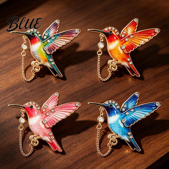 Sweater Brooch Pin Rhinestone Hummingbird Pin Oil Dripping Bird Lapel Jackets Decorative Badge Cardigan Coat Suits Accessories Jewelry Gift