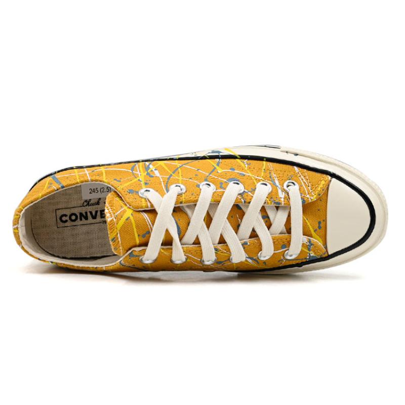 Converse Chuck Taylor All Star Comfortable Versatile Splash Ink Low-top Canvas Shoes Unisex Ginger Yellow