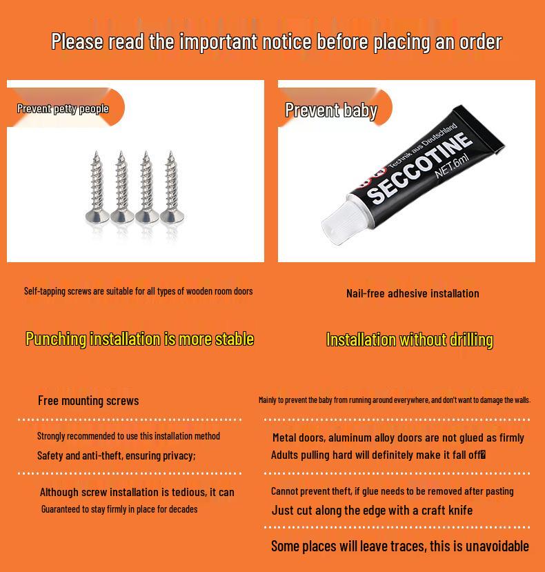 No-Drill Bathroom Door Latch: Simple Lock for Toilet & Sliding Doors