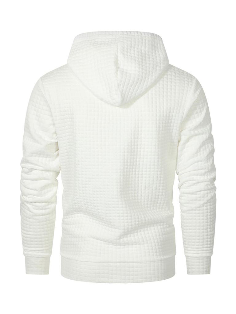 2024 European Men's Quilted Jacquard Plaid Cotton Long-Sleeve Hooded Sweatshirt