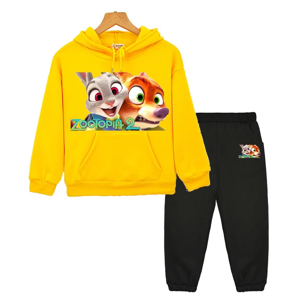 Jungen Mädchen Kapuzen Sportanzüge Zootopia 2 Lässige Hoodies Fleece Sweatshirt Pullover+Hose y2k sudadera Kinder Boutique Kleidung
