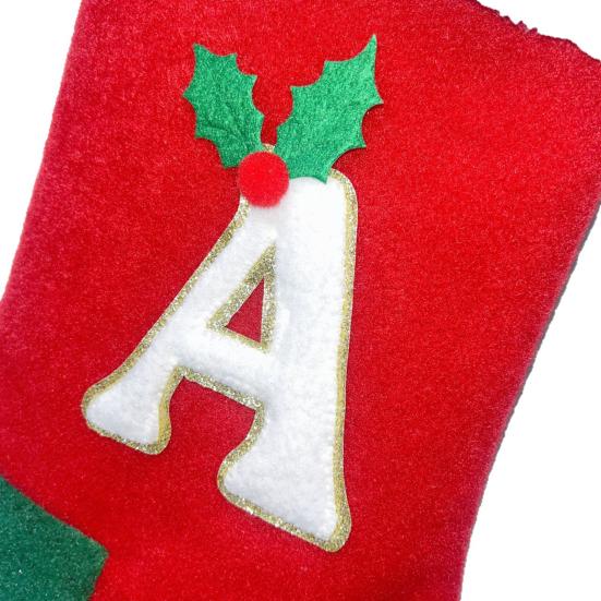 18 Inches Monogram Christmas Stockings with Letters Embroidered Initials Xmas Hanging