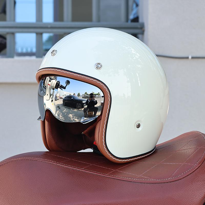 S68-DOT Certified 3/4 Open Face Motorcycle Helmet Shell Lightweight Breathable Retro Unisex Adult Scooter Cruiser Safety Helmet