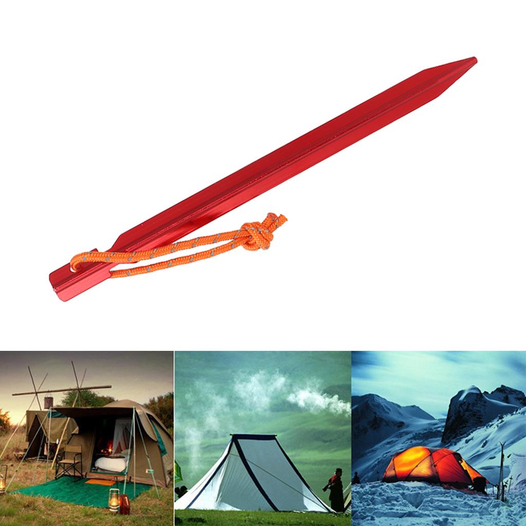 Tent Stakes V Shape Heavy Duty Tent Peg with Ropes for Outdoor Camping Tent Accessories Red