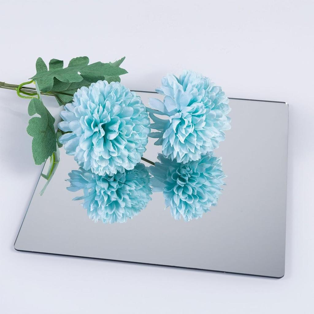 4 Pieces Self Adhesive Mirror Tiles 20x20cm (2mm Thick), Acrylic Stick on Mirror Stickers, Flexible Tiles for Wall, Bathroom, Bedroom