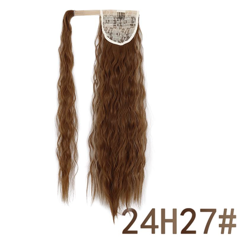 MISS WIG Women Long Corn Wave Ponytail Wig Curly Hair Extensions Synthetic Fiber Hairpiece Wrap Around Clip In Hair Daily Use