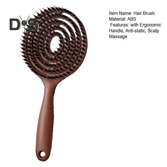 Vented Round Bristle Brush Ergonomic Handle Anti-Static Scalp Massage Brush Men Women Thin Thick Curly Long Hair Quick Drying Voluminous Styling Comb