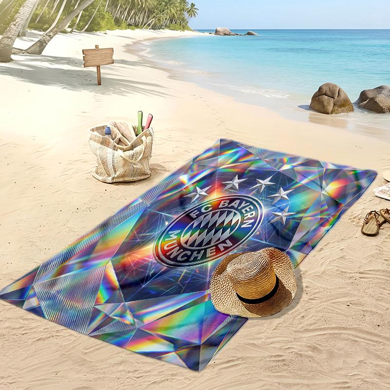 Asciugamano da Spiaggia Stampato Bayern Monaco Asciugamano Morbido ad Asciugatura Rapida Coperta da Spiaggia Rettangolare Grande Portatile per Viaggi Piscina