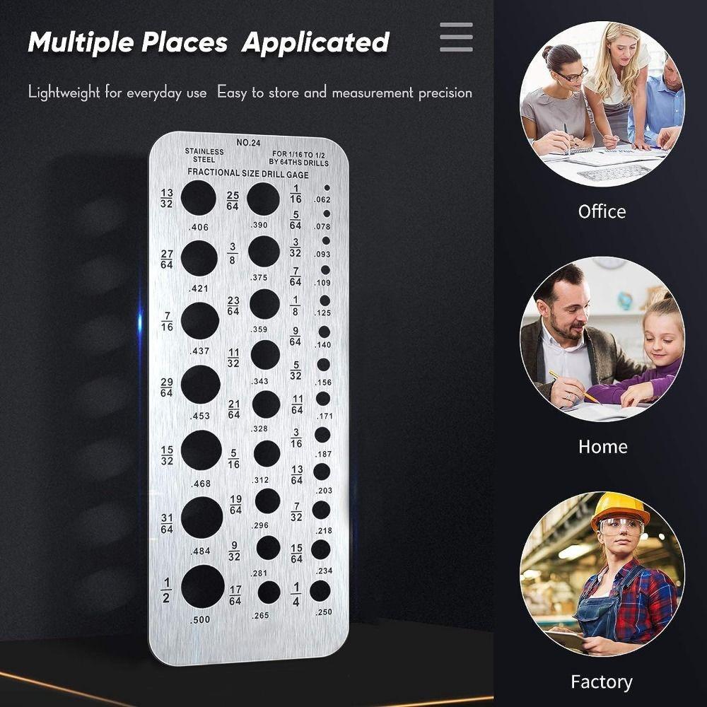 29-Holes Caliper Gauge 1/16 Inch To 1/2 Inch Screw Gauge Card  Measurement Equivalents