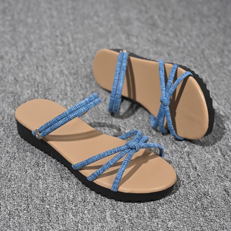 

Fashion Flats Women Slippers Fashion Casual New Flip Flops 2025 Summer Slingback Sandals Designer Elegant Slides Beach Zapatillas Mujer 42 синий