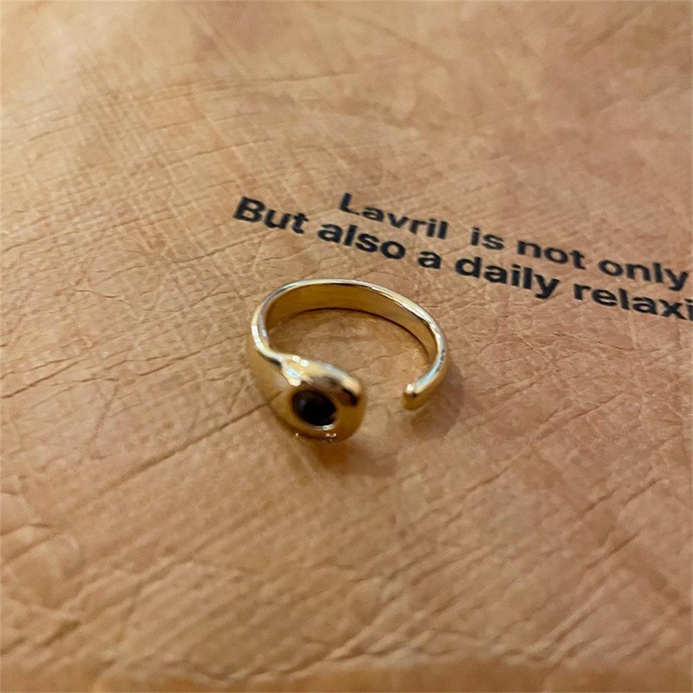Tiger's Eye Stone Open Ring Temperament Niche Design Light Luxury Index Finger Ring Fashion Gold Ring