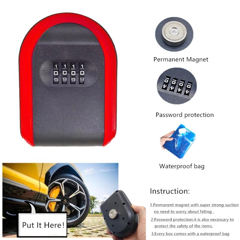 Magnetic Key Storage Solution Waterproof Magnetic Key Safe with 4 Digit Code for Home, Garage, and Office Security