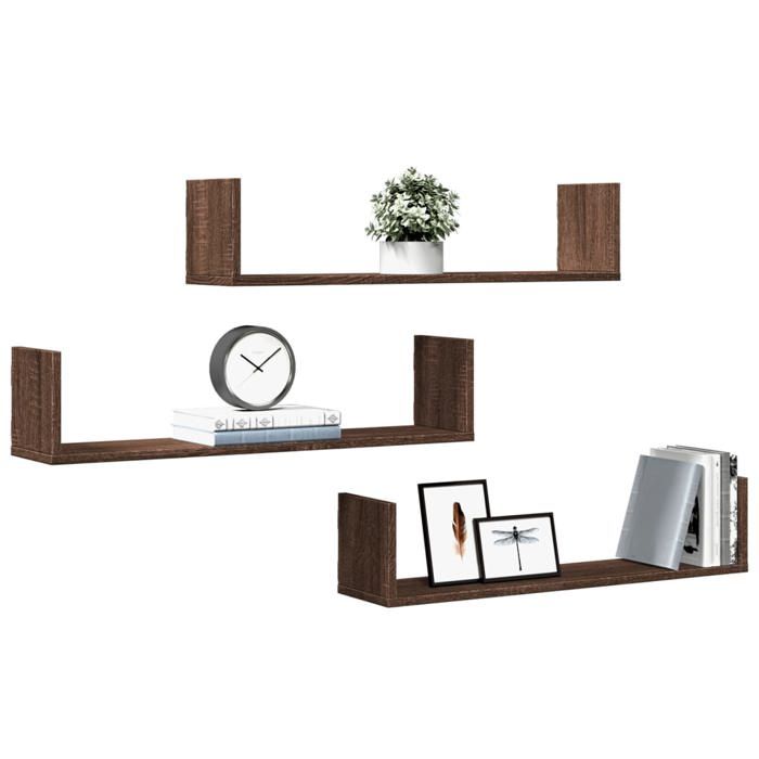 VidaXL Wall Shelves 3pcs Brown Oak 80x18x18cm Engineered Wood 853296