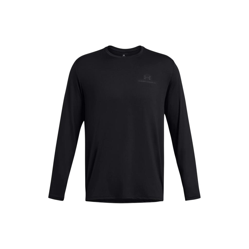Under Armour Letter Logo Print Crew Neck Long Sleeve T-Shirt Men Tops Black 1385418-001