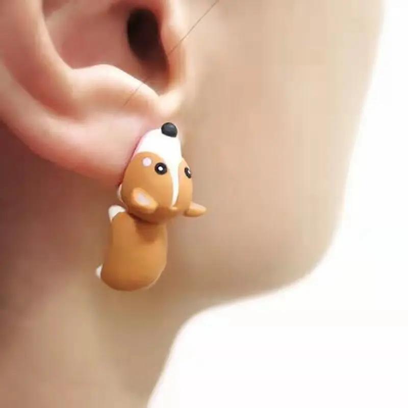 Encantador Set de Pendientes de Animales Adorables - Diseños de Dinosaurio, Cachorro y Ballena - Divertida Joyería de Arcilla-mordisco Regalo Regalos y Accesorios Divertidos
