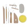 8-Piece Pottery Tool Set: Wooden Cutting Wire, Trimming, Carving & Sculpture Tools