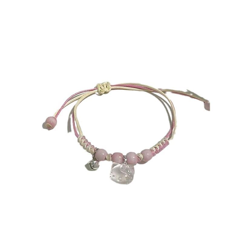Rosa KT-Katze Hello Kitty Gewebtes Armband für Schüler und Paare, Hello Kitty Geschenk für Freundin