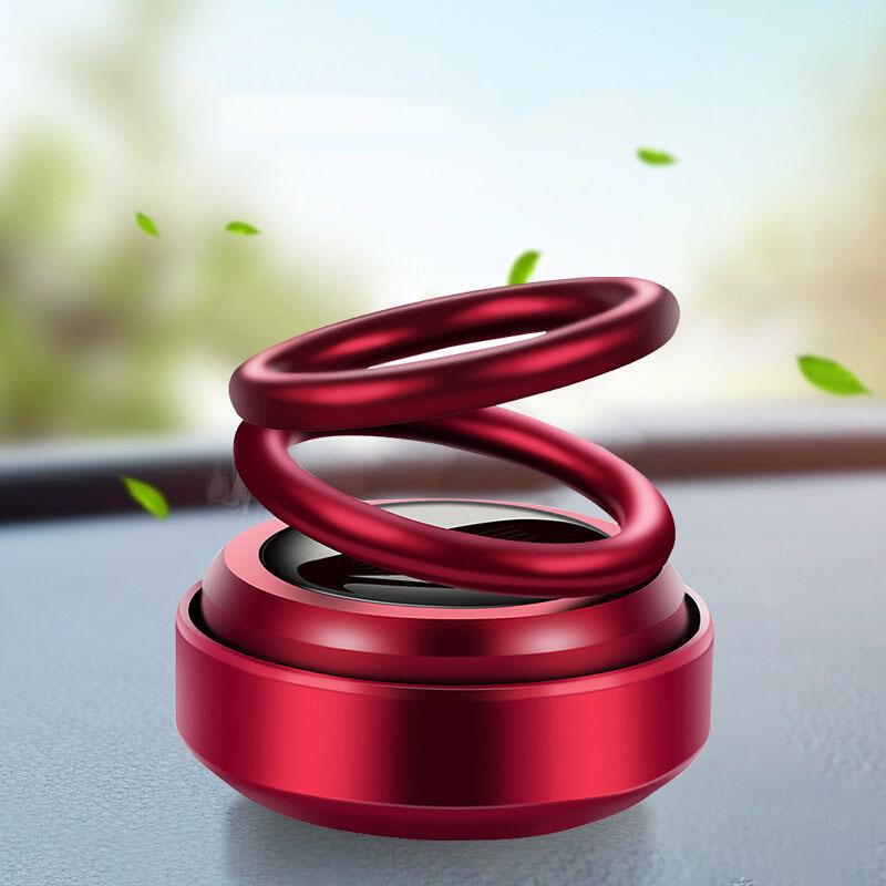 Car Perfume Ornaments Solar-Powered Double-Ring Suspended Rotating Fragrance High-End Car Interior Decoration Supplies