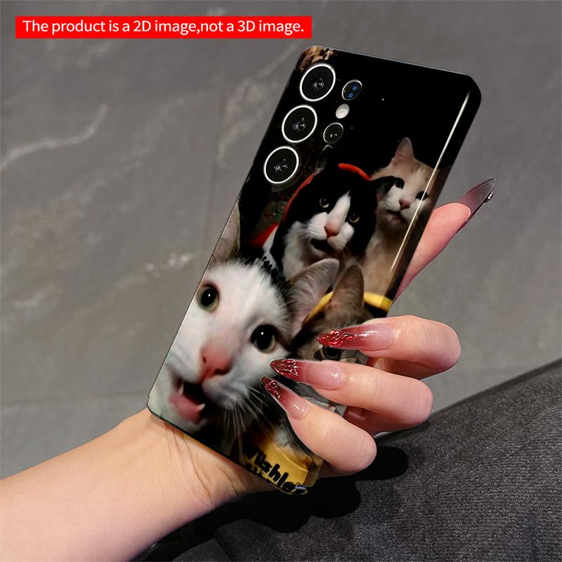 2DFlat Samsung Phone Case Cats Selfie Night Party ??? Applicable To Galaxy S22 S23 S24 S25ULTRA S26 A12 A13 A14 A15 A16