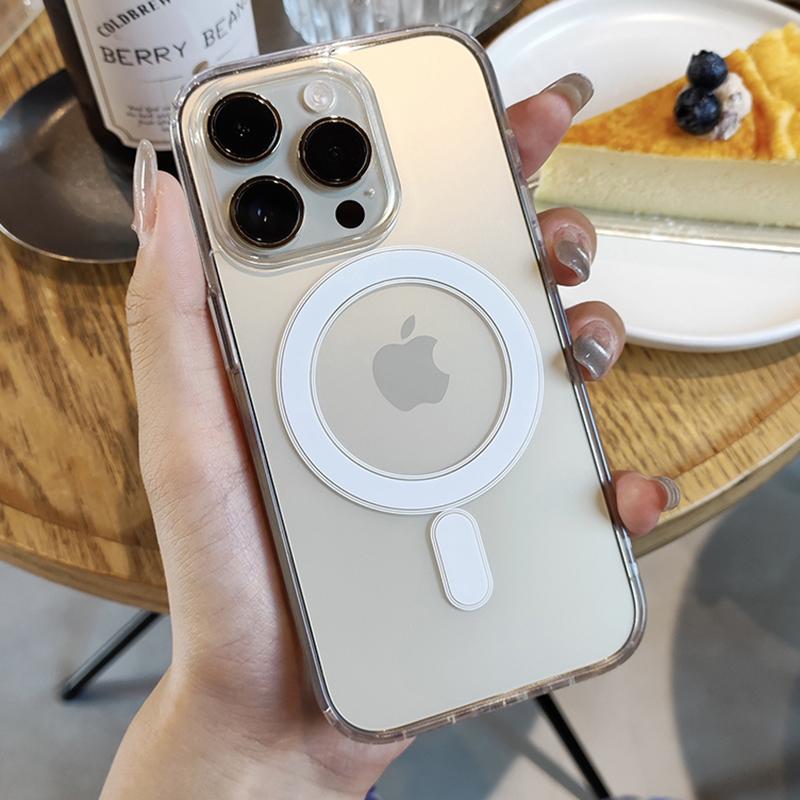 Transparent For Magsafe Magnetic Phone Case For iPhone 16 15 14 13 12 11 Pro Max Plus Clear Hard Backboard Cover