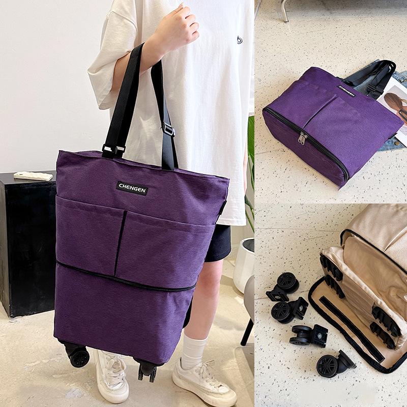 Borsa da viaggio pieghevole portatile di grande capacità con ruote a 360 gradi per la spesa al supermercato Borsa da viaggio a mano per la spesa e i viaggi di generi alimentari