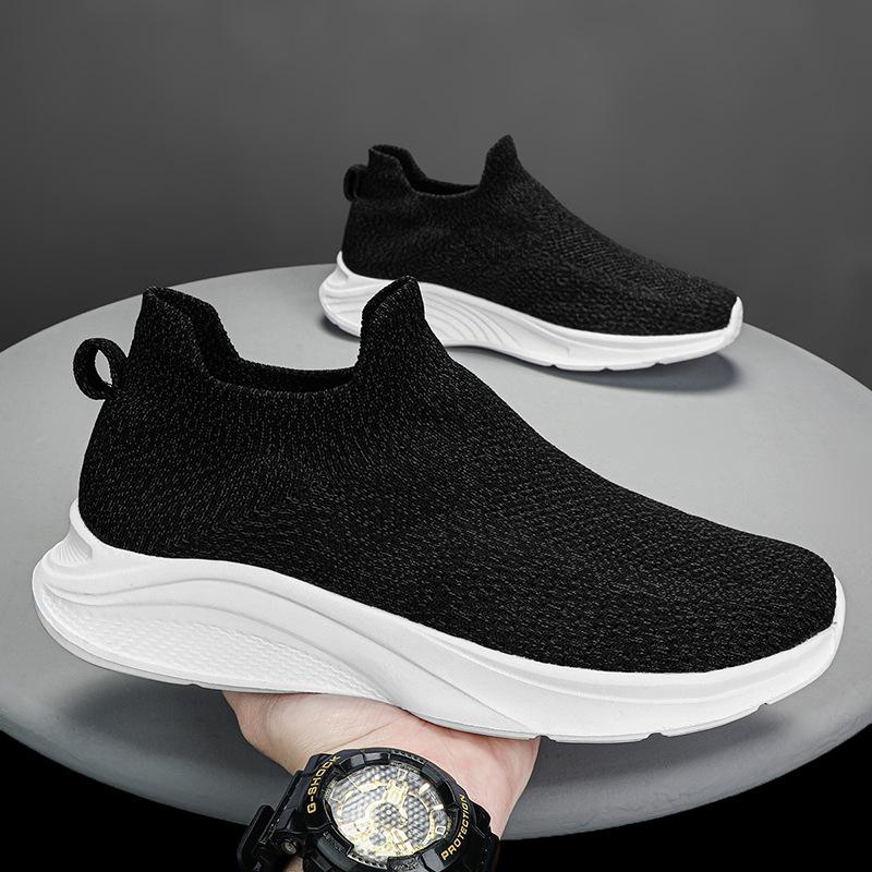 

Мужская обувь большого размера 47, летающая плетеная обувь на весну и осень, низкие носки, сетчатая поверхность, повседневная спортивная обувь для среднего и пожилого возраста 39 чёрный