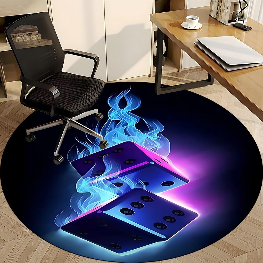 1 Stück Flammenwürfel Büro Runde Teppichfläche, Indoor-Matte Geeignet Für Büro, Unter Bürostühlen Schlafzimmer Wohnzimmer Heimdeko T163
