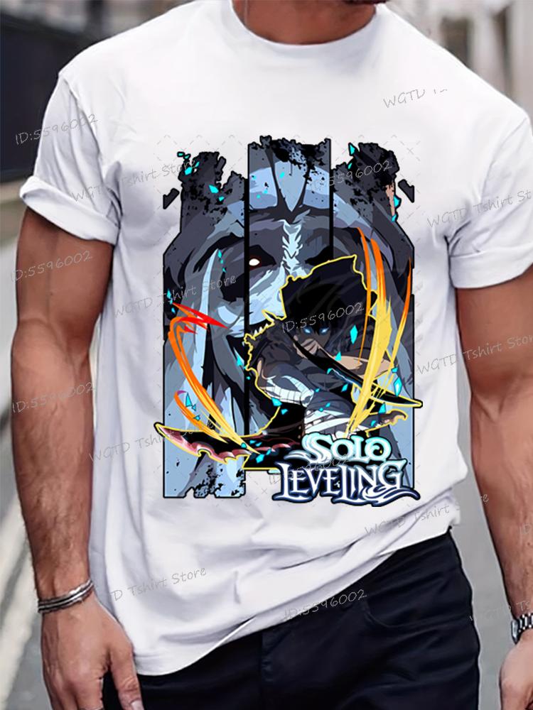 Anime Solo Leveling Tričko Vtipná grafika Sung Jin-Woo Pánské oblečení Krátký rukáv O-výstřih Topy Komiks Solo Leveling Bílá trička