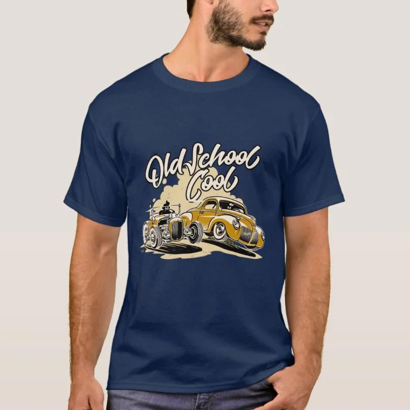 Old School Cool  Hot Rod and Custom Cartoon Car TShirt New 100 Cotton Short Sleeve ONeck Tshirt Casual Mens Top