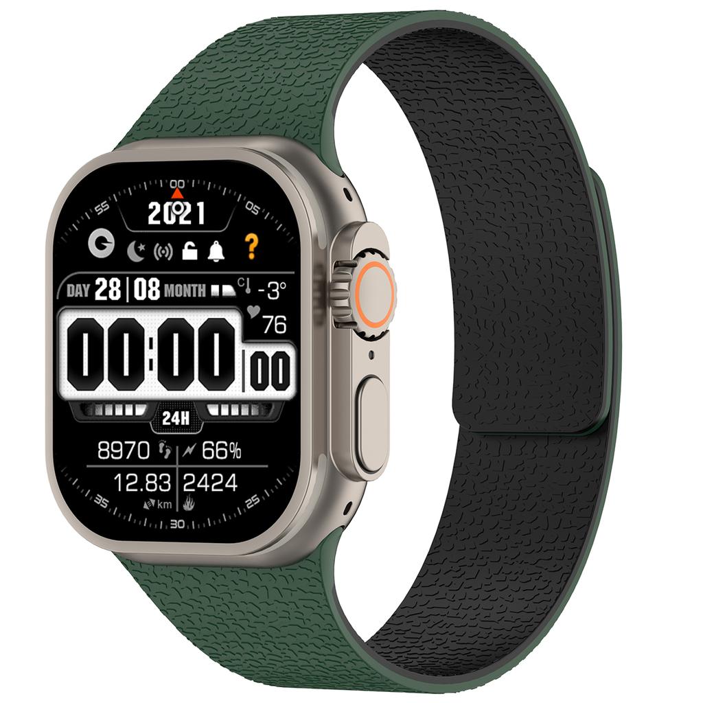 Magnetic Sport Strap For Apple Watch Ultra 3/2 49mm 38 40 41 44 45 46mm Litchi Pattern Silicone Band For Iwatch S11 10 9 8 7 SE3