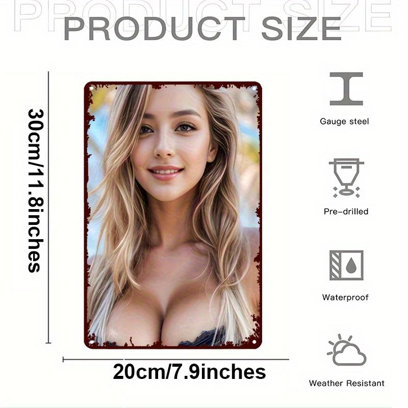 

Винтажное Металлическое Настенное Искусство Портрет Светловолосой Красавицы 8x12 Дюймов Декор для Домашнего Бара Табличка 20x30cm белый