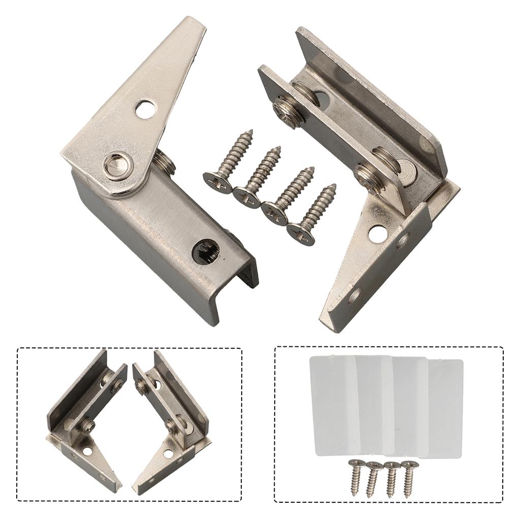 2 st Glasdörrsgångjärn Vitrinskåpsgångjärn Icke-perforerat Vinskåp Sidomonterat Gångjärn Glasfäste Möbelbeslag