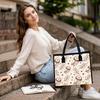 Cute Owl Printed Canvas Tote Bag Casual Lightweight Portable Shopping Handbag for Daily Use
