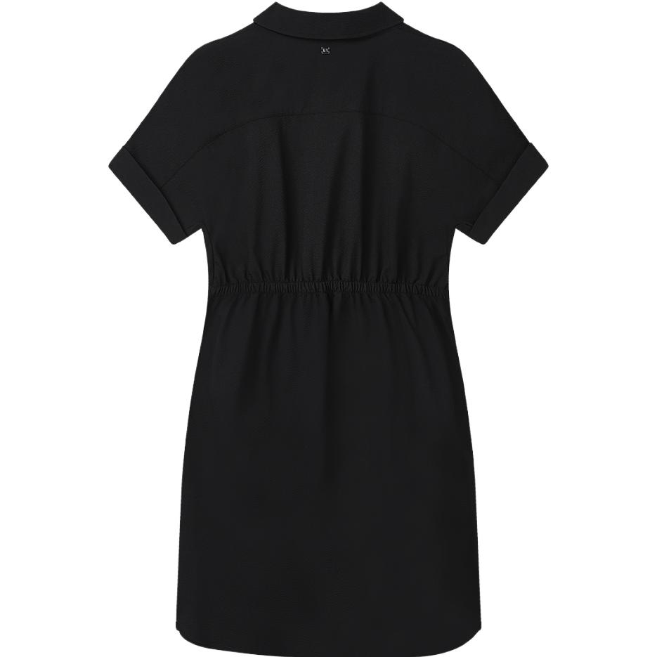 FILA Fashion College Style Casual Mid Waist Slim Straight Short Sleeve Dress Women dresses Black F11W327311FBK