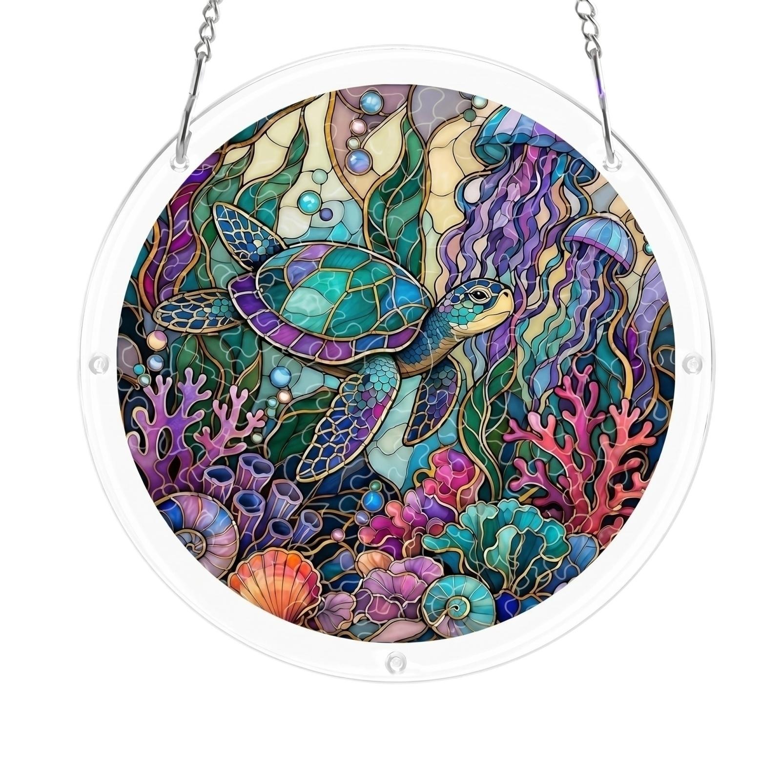 

Acrylic Suncatcher Window Decoration Layered Design 2mm Thickness 2D Floral Pattern Hanging Ornament for Indoor Use One Size