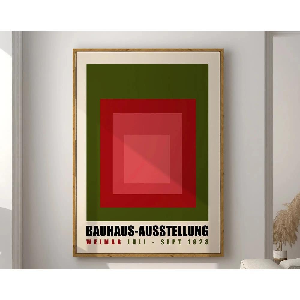 Mid Century Bauhaus Poster Geometric Wall Art Canvas Prints Living Room Bedroom Bright Colourful Artwork for Home Decor
