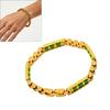 Casual Outfit Beaded Bracelet, Stainless Steel Tone Link Wrist Bangle with Green Yellow Rectangular Bead Inlays