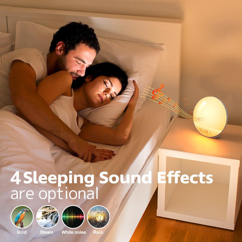 Multifunctional Sunrise Alarm Clock Wake Up Light 7 Sounds FM Radio Sleep Aid