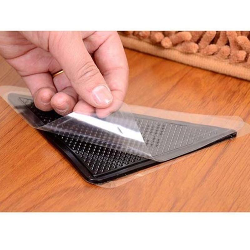 Pack of 8/4pcs NonSlip Rugs Pad for Area Rugs on Hardwood Floor Reusable Double Side Carpet Tape Keep Corners Flat