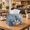 1pc Contemporary Floral Tissue Holder, Blue Layered Lotus Flower Design for Creative Home Living Room Storage, Minimalist Color Tissue Holder, Napkin
