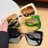 New Sunglasses Personalized Curved Legs Square Sunglasses Women's European and American Large Frame Color Decorative Flat Glasses