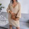 Women's Spring High Waist Pleated Dress Short Sleeve O Neck Knee Length Solid Color Butterfly Print