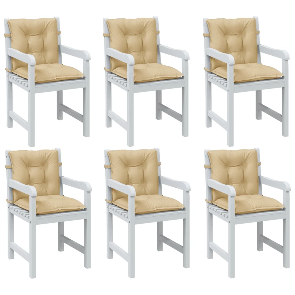 Vidaxl Low Back Chair Cushions, 6 Pcs, Beige Melange