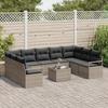 Ensemble de Canapé de Jardin 9 Pièces avec Coussins Rattan Poly Noir, Canapé de Jardin 2 Places avec Rangement &amp; Coussins 3355218