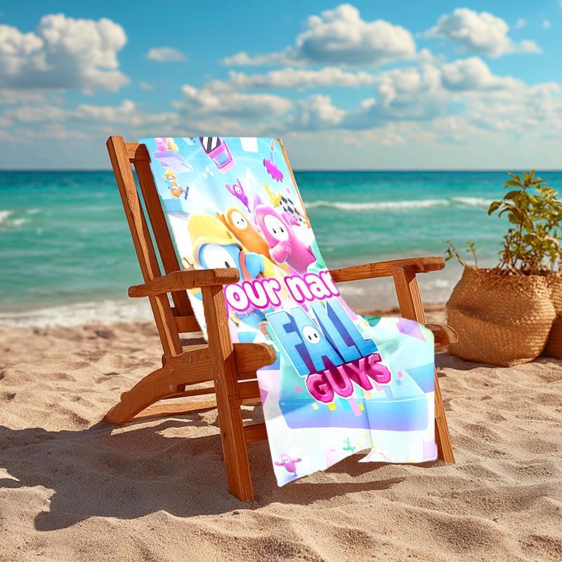 Personalized customized proof beach towel with Game Fall Guys pattern - soft, absorbent,quick-drying,perfect
