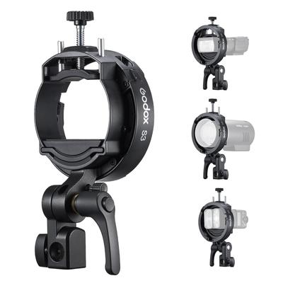 Godox S3 Flash Holder with Bowens Type S Compact and Tilt Suitable for AD300 Mount, Support, Portable, ±90° Adjustment, V1, V100, V1Pro, V860III,
