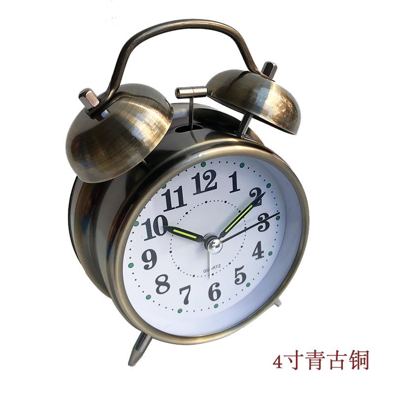 Glow-in-the-dark Silver Copper Gold Metal Ringing Alarm Clock Ashida Ultra Silent Clock with Night Light Clock Clock