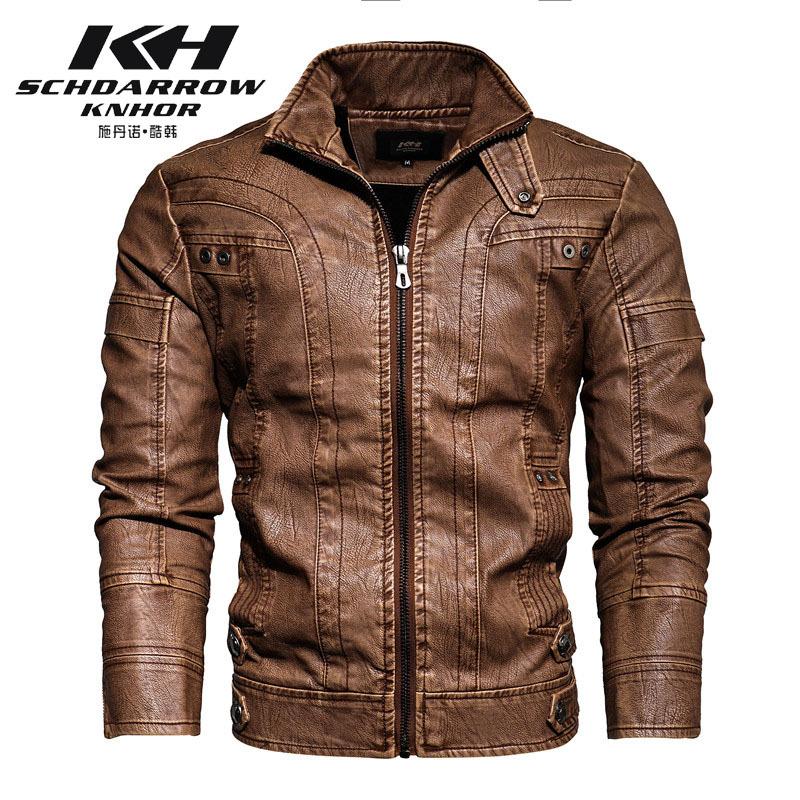 A men's new leather jacket high-quality imitation leather PU top retro European and American leather jacket trendy brand